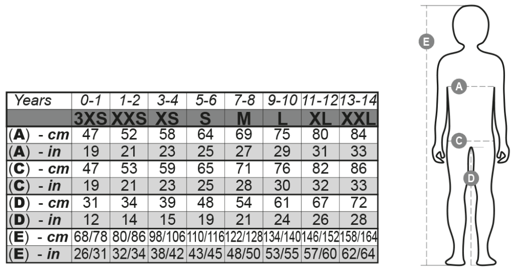 Tabella taglie SUNSETKIDS IT